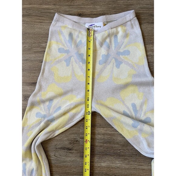 House of Sunny Retro Yellow Floral Knit Pants Size 2 - Picture 5 of 10